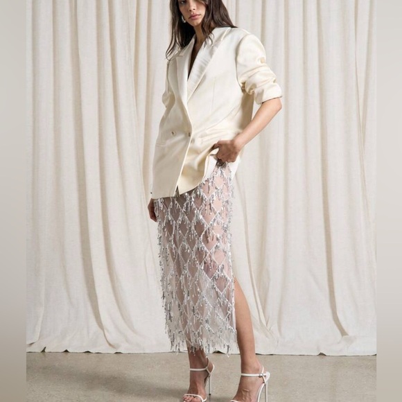 Glamorous Sheer Beaded Midi Skirt - Picture 1 of 5